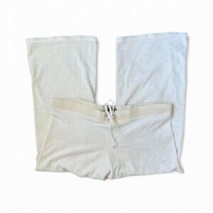 Vintage Juicy Couture Cream Velour Wide-Leg Pants | Women’s Size Medium